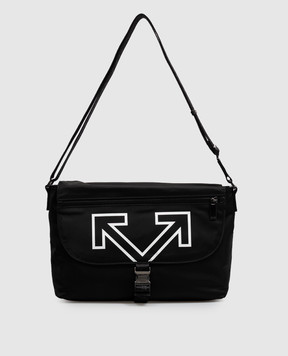 Off-White Чорна сумка-месенджер з емблемою OWMMZ01F26FB01