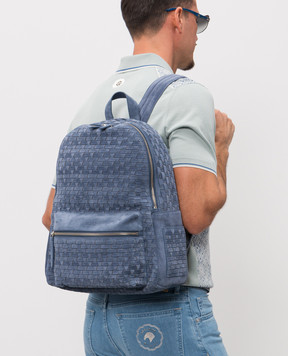 Orciani Синий замшевый рюкзак Laio Chevrette с плетением P00711PEW