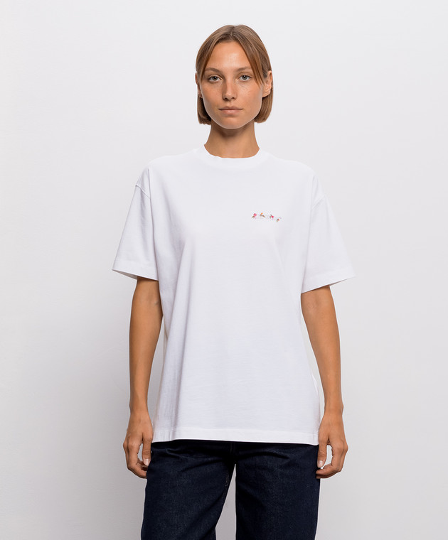 Off-White Белая футболка Arrow Chone Flower 2FA00645T изображение 3