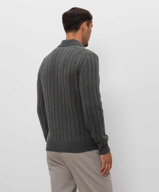 Brunello Cucinelli Зеленый свитер из кашемира с воротником-поло M22506005 изображение 4