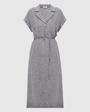 Peserico Сіра сукня міді з льону S02412A02600