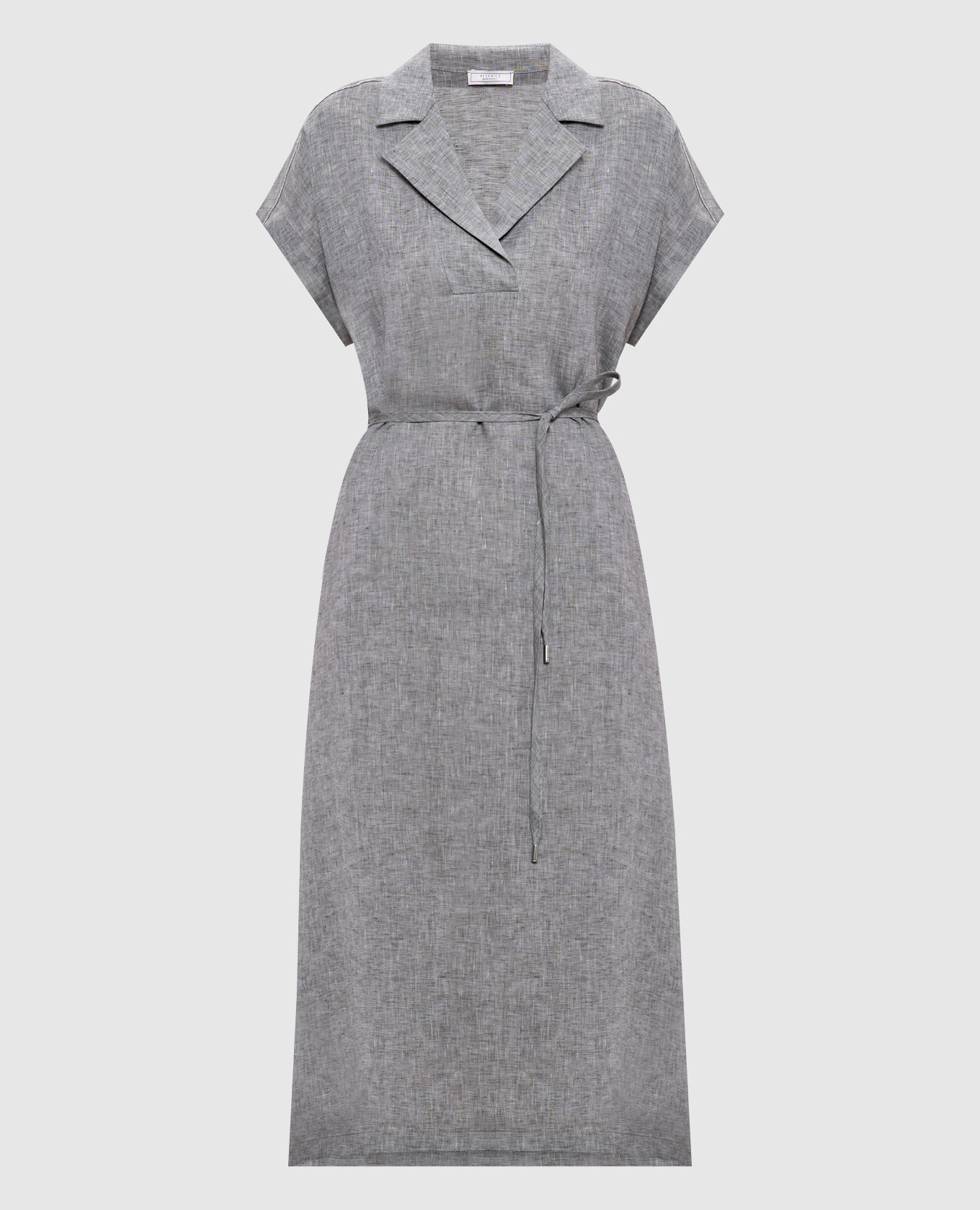 Серое платье миди из льна