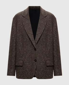Brunello Cucinelli Коричневый жакет с шерстью в узор MG5667205