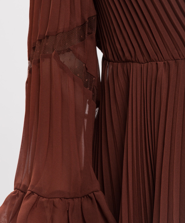 Twinset Коричневое платье-плиссе с рюшами 262TP2690 изображение 4