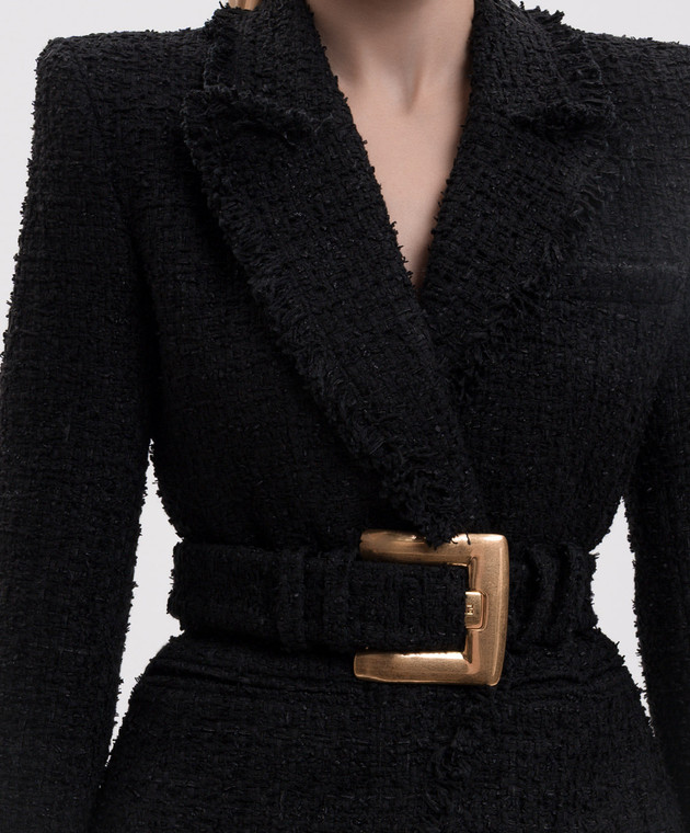 Balmain Чорний твідовий жакет з поясом HF1SI636XM07 зображення 5