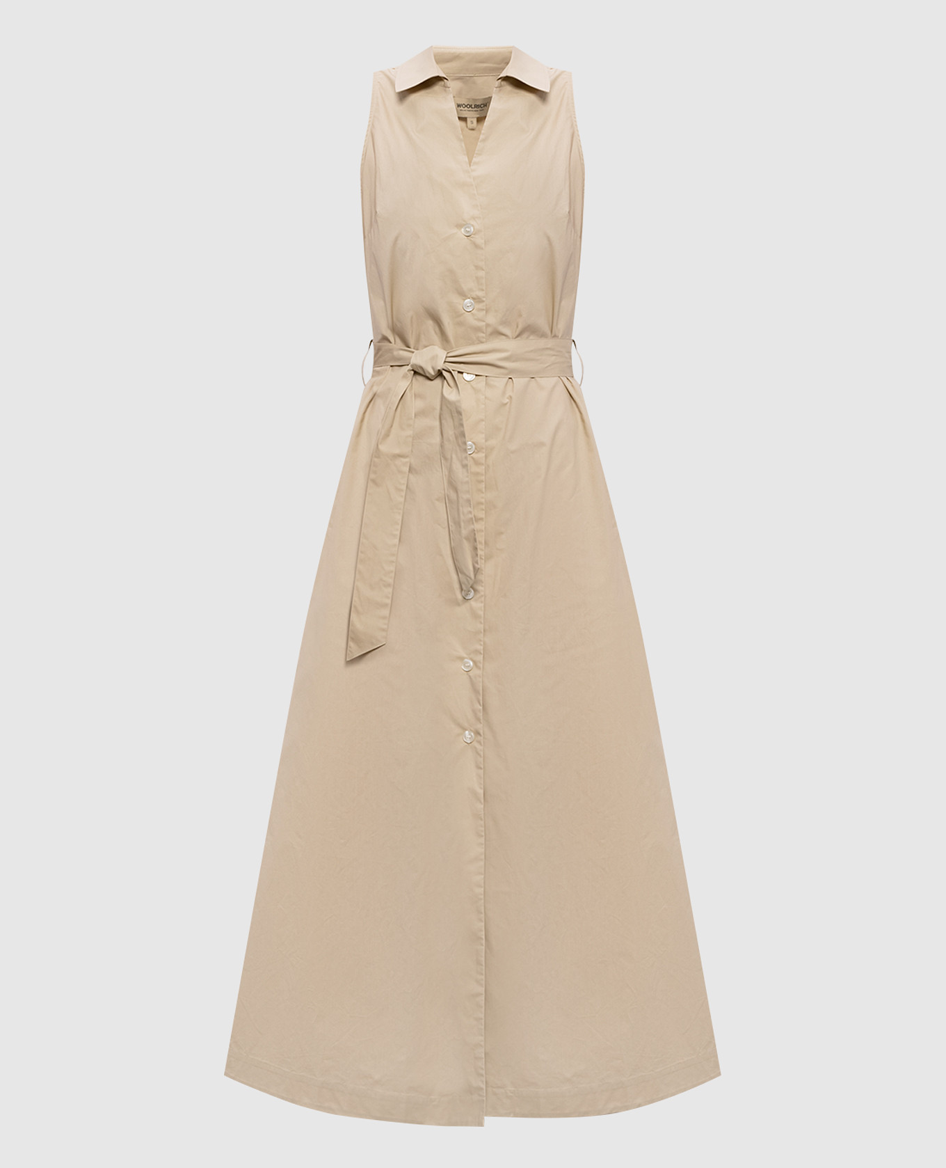 Бежевое платье-рубашка