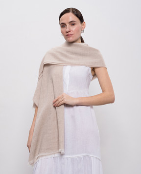 Peserico Бежевий палантин з льоном з ланцюжком моніль S31543C0CC824