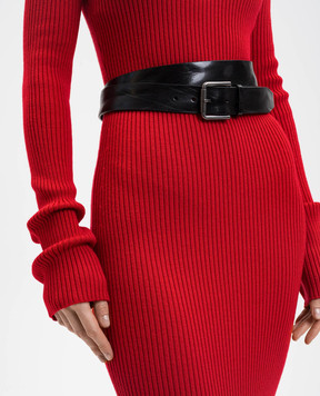 Max Mara Чорний шкіряний ремінь з логотипом BUCKLE40XLONG