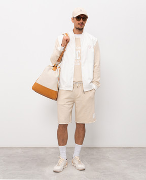 Brunello Cucinelli Бежевий меланжевий світшот з принтом MR8313380G