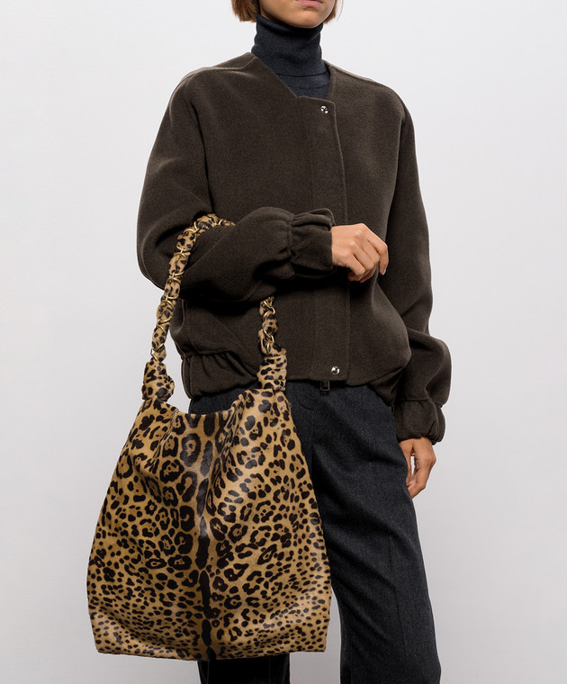Saint Laurent Коричневая сумка AMALIA в леопардовый принт 812595AAFQS изображение 2