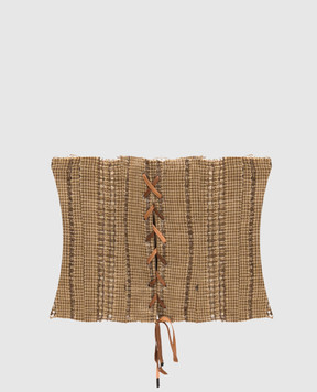 Masnada Коричневий корсет з льону у візерунок 8014