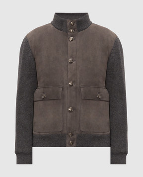 Brunello Cucinelli Серая комбинированная куртка MPCLF1955
