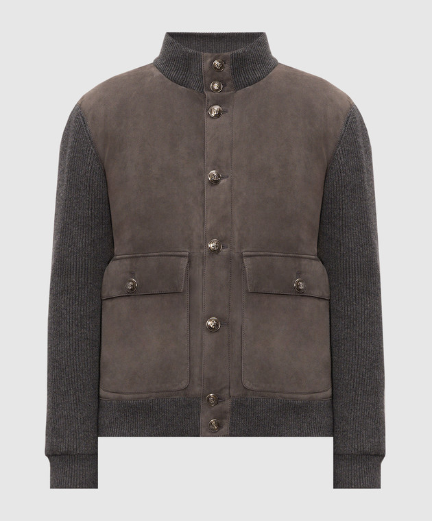 Brunello Cucinelli Серая комбинированная куртка MPCLF1955
