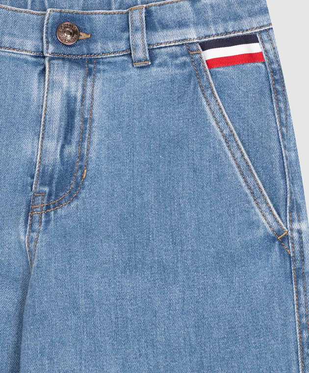 Moncler ENFANT Детские синие джинсы с нашивкой логотипа L29542A00004598A1 изображение 3
