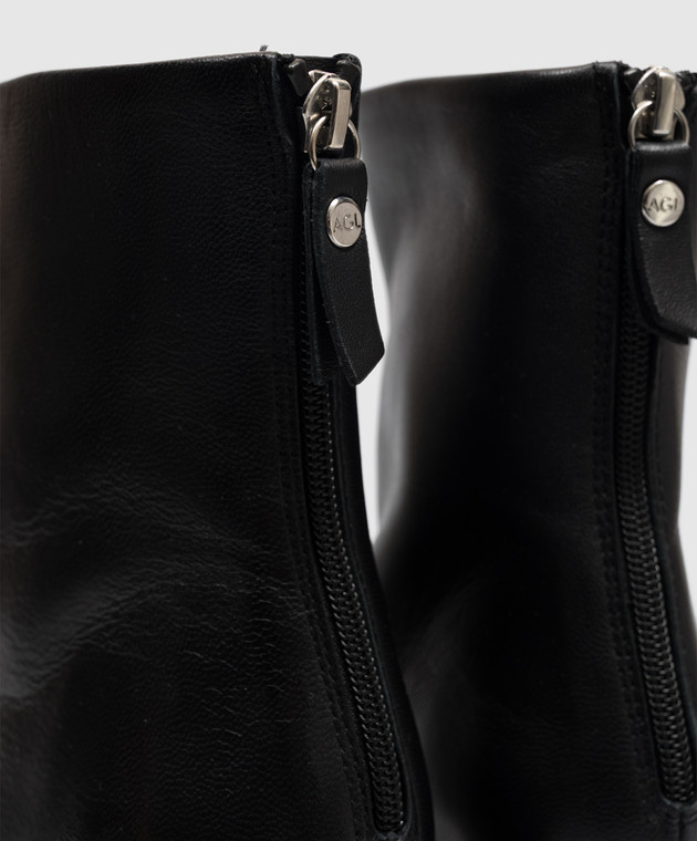 AGL Черные кожаные ботильоны CURVY CURVYBOOTIE изображение 5