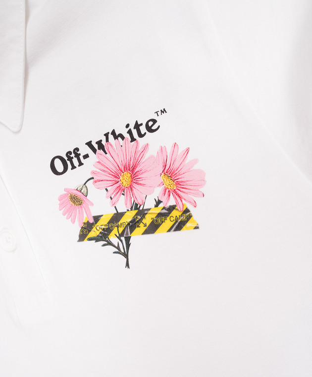 Off-White Детское белое платье-поло с принтом 44GDH007S26J001 изображение 3
