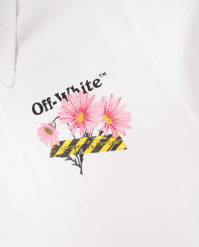 Off-White Детское белое платье-поло с принтом 44GDH007S26J001
