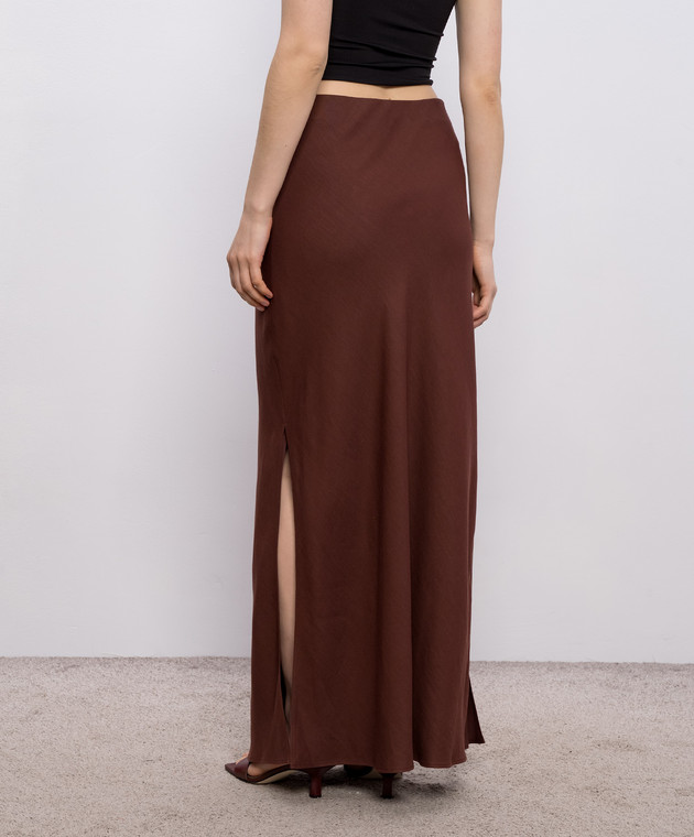 Brunello Cucinelli Коричнева спідниця максі з льоном MH126G3396 зображення 4