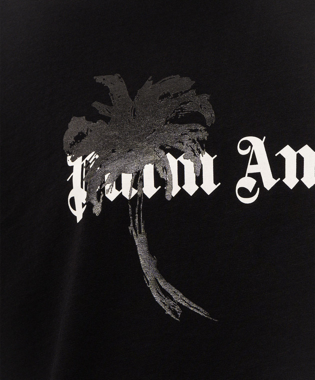 Palm Angels Черная футболка с принтом логотипа PAMAA003JR006 изображение 5