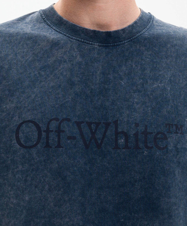 Off-White Синя футболка з вінтажним ефектом 44MAA120S26J009 зображення 5