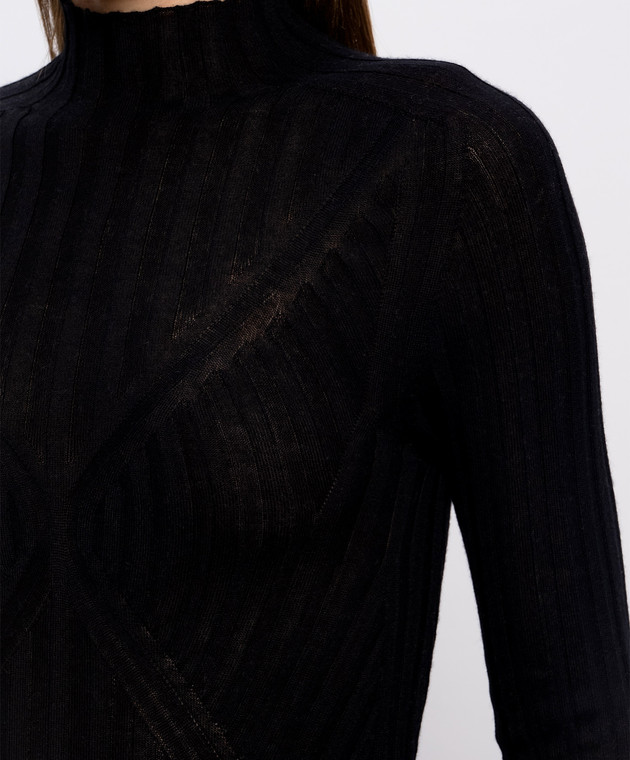 Jil Sander Черный гольф с кашемиром и шелком в рубчик J02GP0270J13289 изображение 5