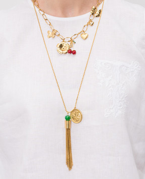 Twinset Золотисте намисто з двох ланцюжків з підвісками 261TO5451