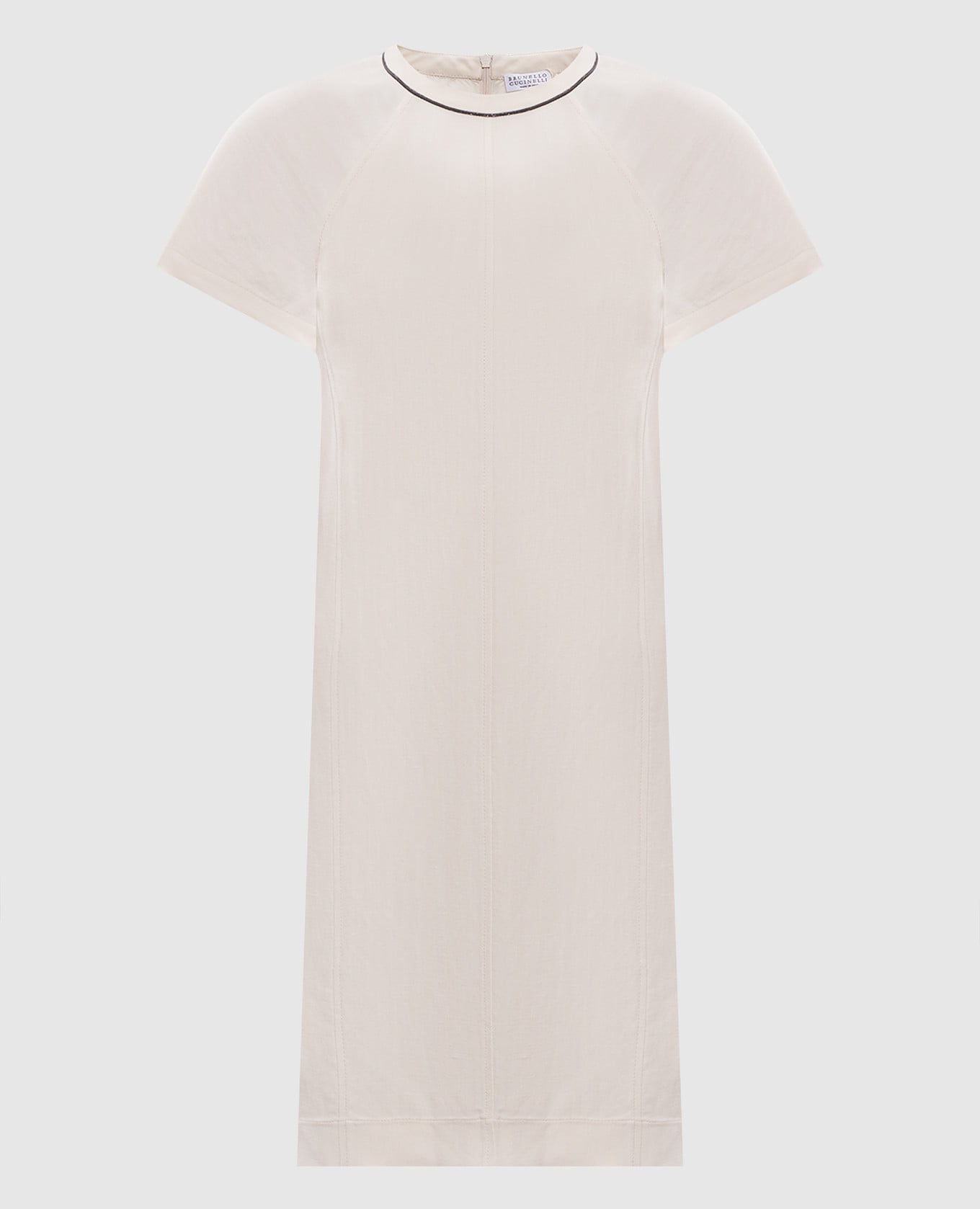 Бежевое платье с леном