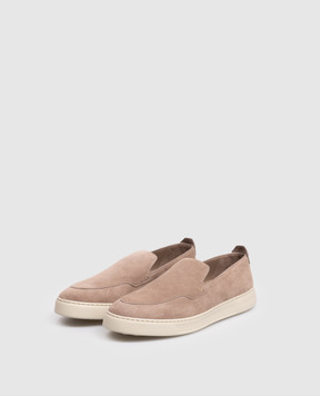 Stefano Ricci Коричневые замшевые слипоны с логотипом UV50G2391SDP