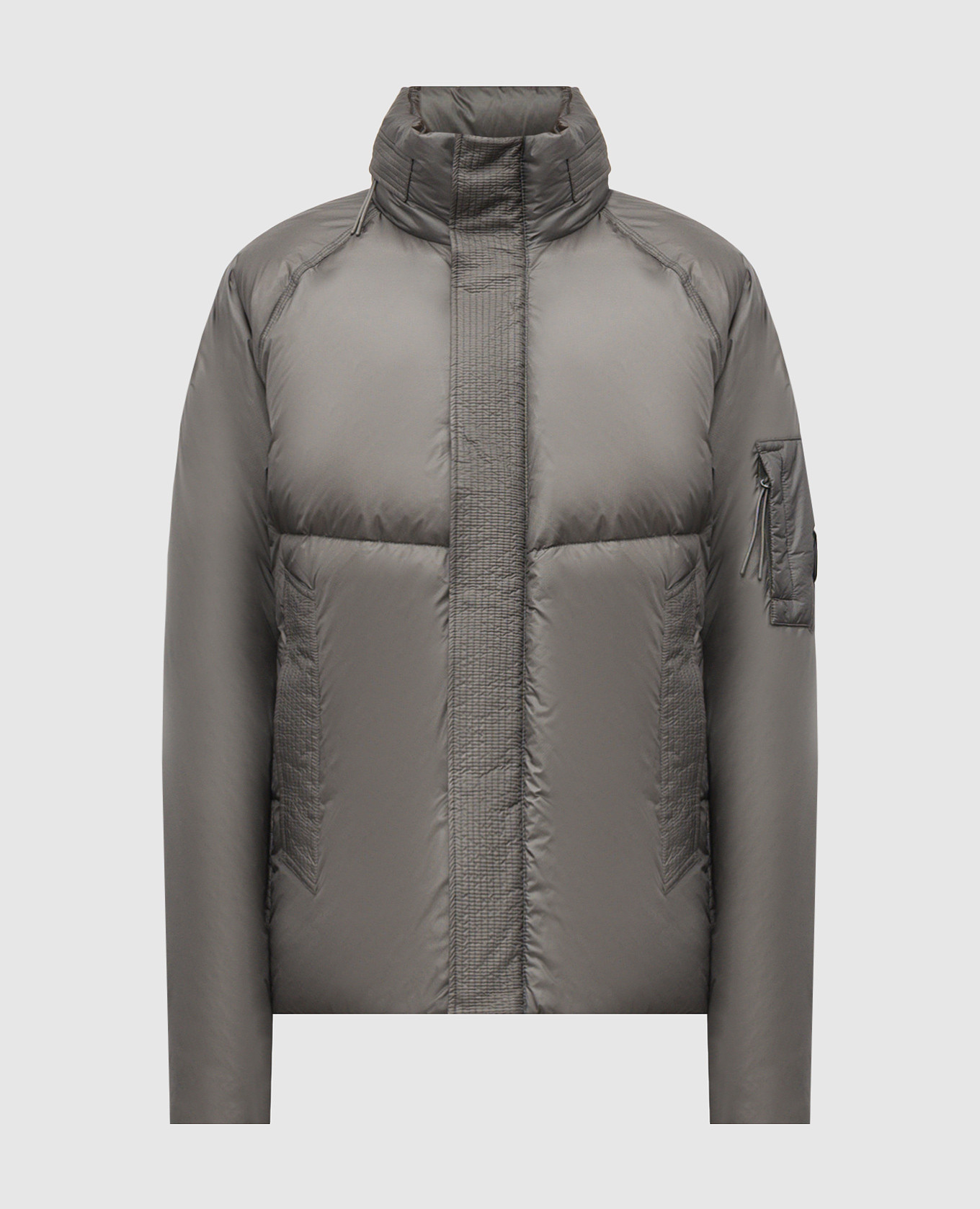 

Серый пуховик с патчем логотипа, Пуховики