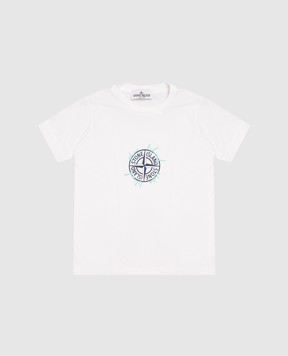 Stone Island Детская белая футболка с принтом логотип логотип L1S162100009S037968