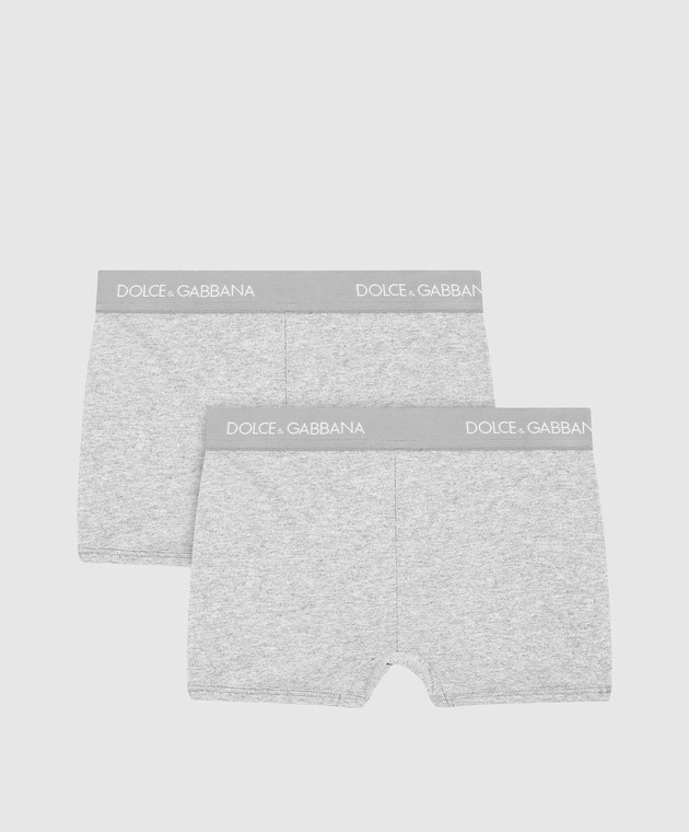 Dolce&Gabbana Детский набор трусов-боксеров серого цвета с узором логотипа L4J701ON00G изображение 2