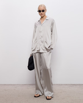 Maison Margiela MM6 Сіра блуза із шовком в піжамному стилі MJHH50050