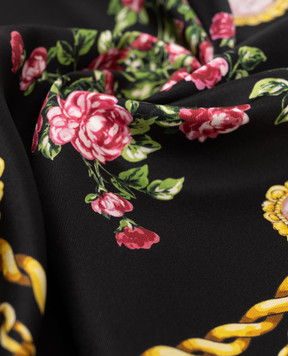 Dolce&Gabbana Черный платок из шелка в цветочный принт FN092RGDDLN