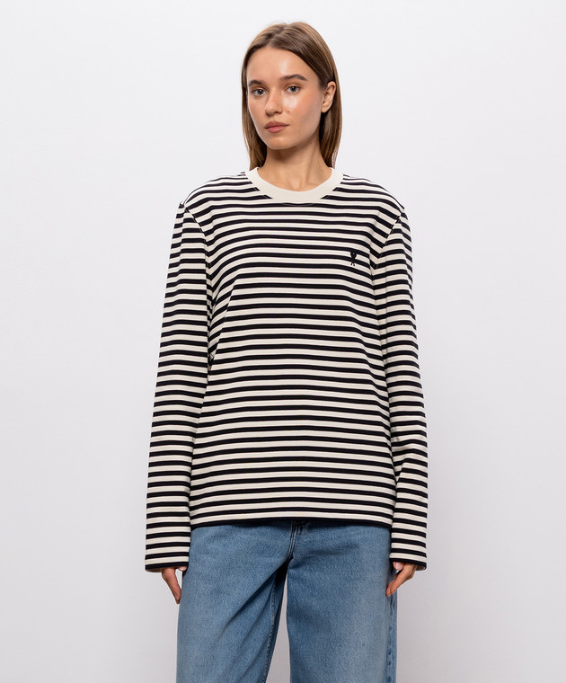 Ami Paris Лонгслів кольору айворі в смужку UTS414JE0241 зображення 3