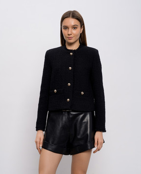 Max Mara Weekend Чорний твідовий жакет WKDAGAMI з вовни WKDAGAMI