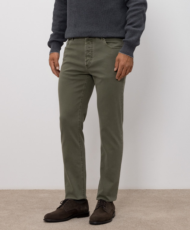 Brunello Cucinelli Джинси кольору хакі з патчем логотипа M277PD3210 зображення 3