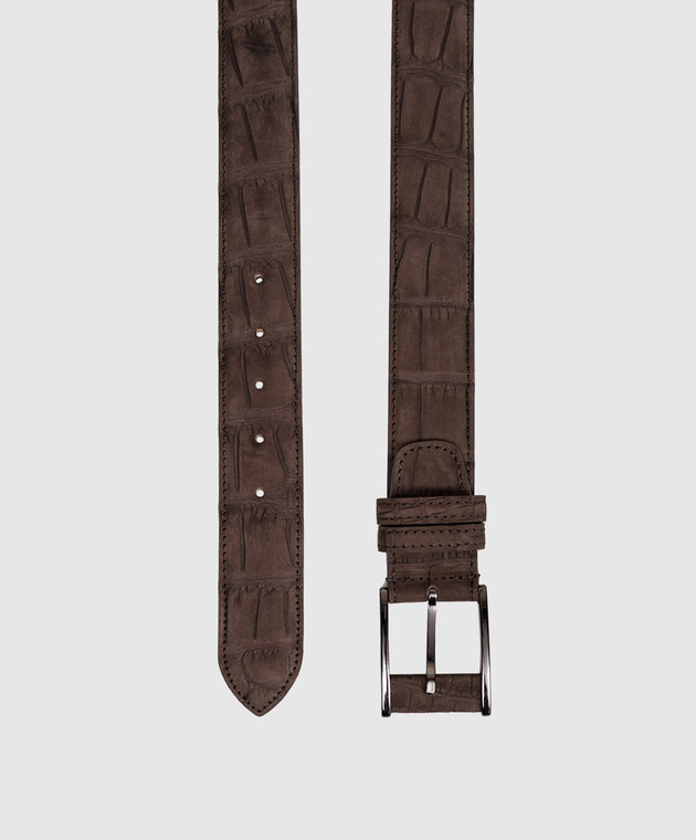 Cashmere&Whiskey Коричневий ремінь зі шкіри крокодила ALLIGATOR зображення 3