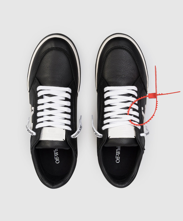 Off-White Чорні шкіряні кросівки Vulcanized з нашивкою Arrow OMIA293C99LEA002 зображення 4