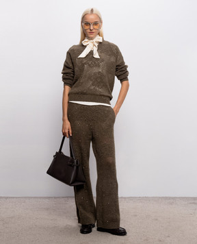 Brunello Cucinelli Штани кольору хакі з вовною MFA790199