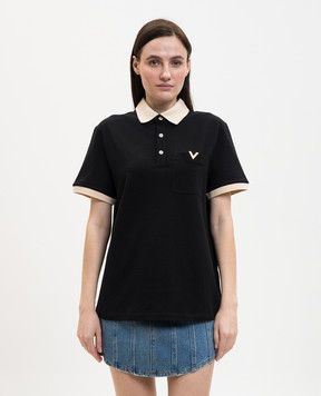 Valentino Черное поло с контрастным окантованием 8V0MH01KBGT