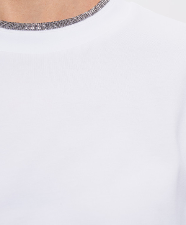 Brunello Cucinelli Белая футболка с эффектом наложения слоев MPT18BD200 изображение 5