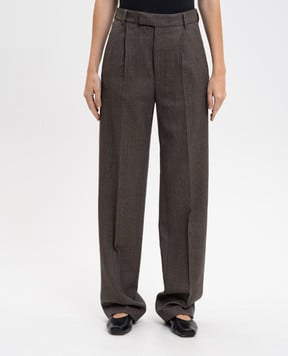 Maison Margiela MM6 Коричневые брюки из шерсти в узор S62KB0247M35636