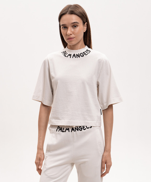 Palm Angels Белая футболка PWAA079S26JER005 изображение 3