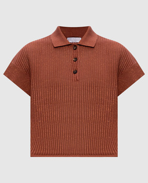 Brunello Cucinelli Теракотове поло з люрексом MST258305