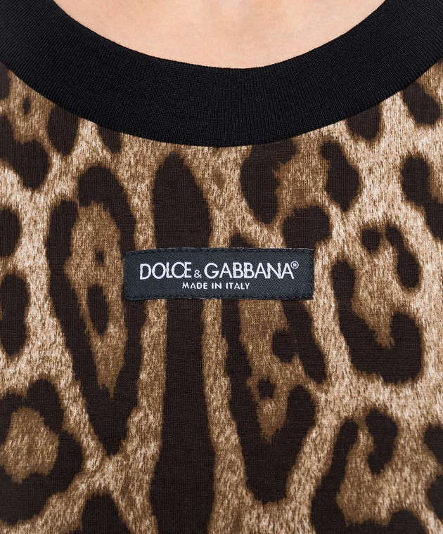 Dolce&Gabbana Футболка в принт леопардовый с нашивкой логотипа F8N08TFS78S изображение 5