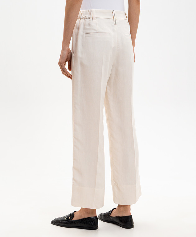 Brunello Cucinelli Бежеві штани з льоном MH126P9184 зображення 4