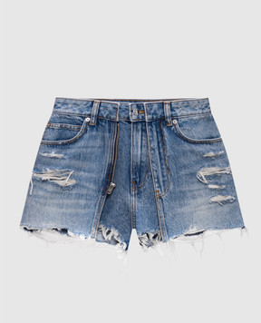 Alexander Wang Сині джинсові шорти подвійної конструкції з проріхами 4DC2265153