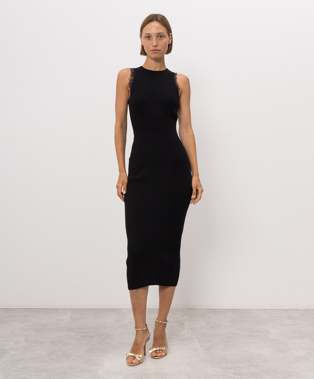 Twinset Черное платье в рубчик 262TP3393 изображение 3