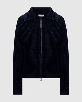 Brunello Cucinelli Синій кардиган з кашеміру та шовку MBM753506P