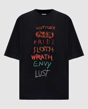 Vetements Черная футболка Seven Sins ME76TR196BXw